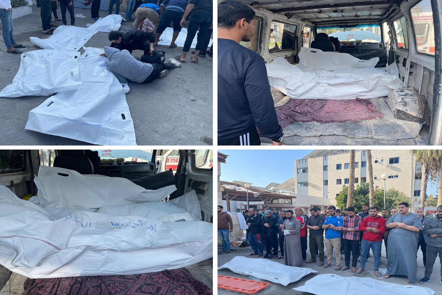 جثامين شهداء وصلت مستشفى المعمداني في مدينة غزة (عدسة: خضر الزعنون/ وفا)